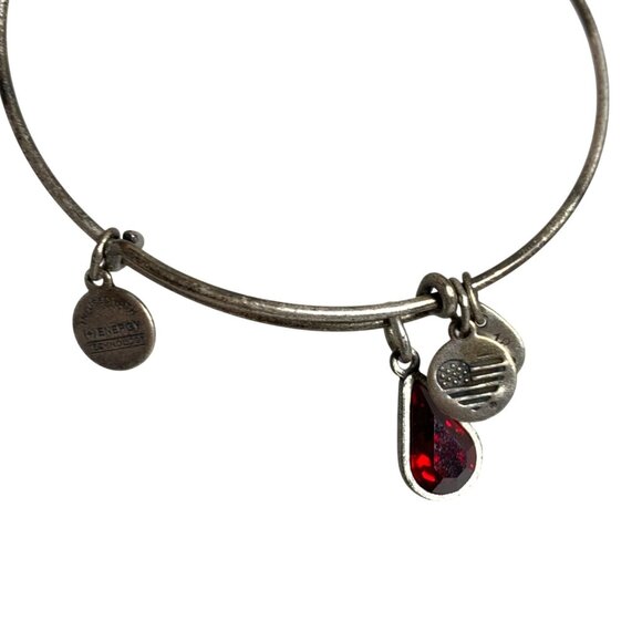Alex & Ani Silver Charm Bangles Set Of 5 Ice Cream, K, Path of Life, Red Drop - Picture 3 of 4